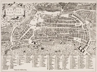 Mapa de Nápoles, hacia 1600